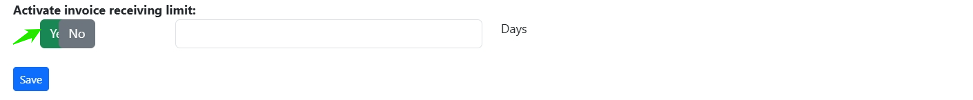 Invoice Reception Limit checkbox