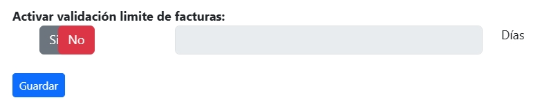 Parámetro Límite de recepción de facturas
