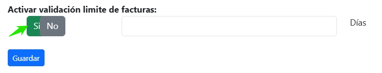 Casilla activada del límite de recepción