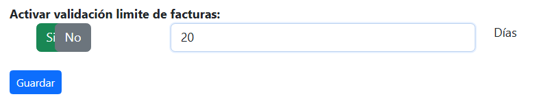 Campo de días para límite de recepción